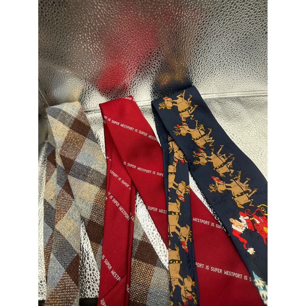Vintage Mens Tie Lot Kennedy of Ardara Wool Argyle Ed Mitchell Yule Tie Reindeer